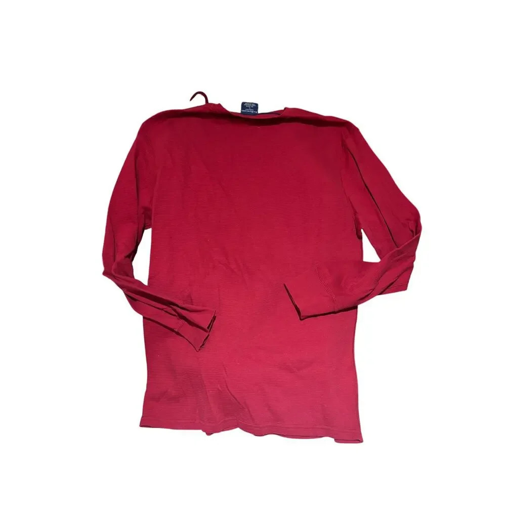 Ralph Lauren xl red all cotton waffle weave thermal long sleeve sleep shirt euc